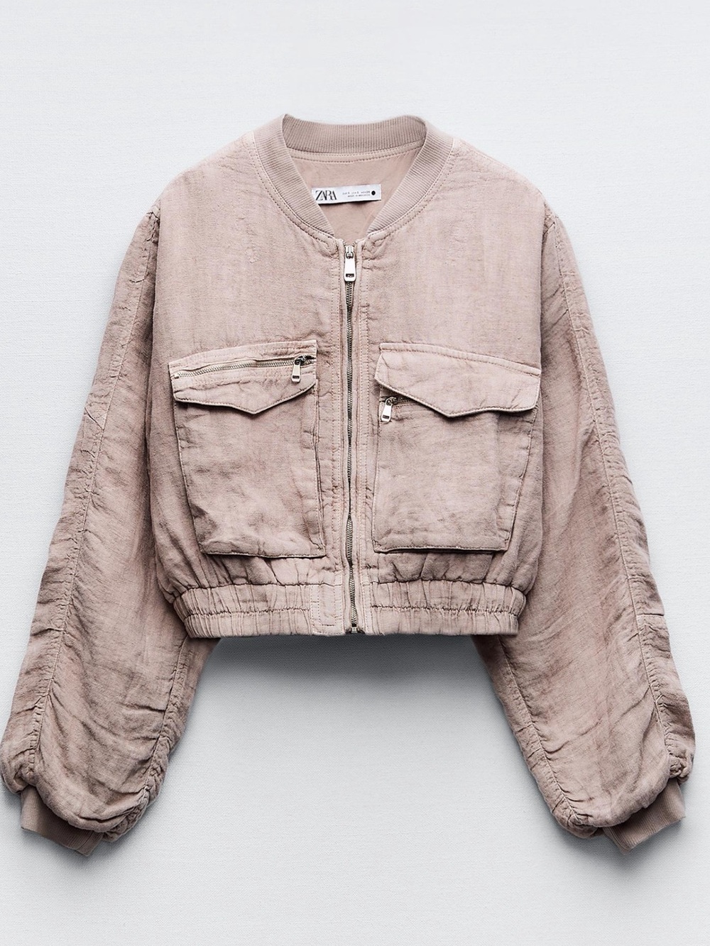 Zara Dusty Rose Cropped Bomber Jacket